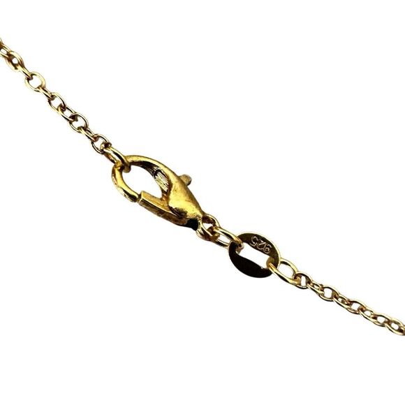 🌿 Gold plated Laurel Wreath Necklace with Faceted Champagne Glass Drop - Picture 9 of 10